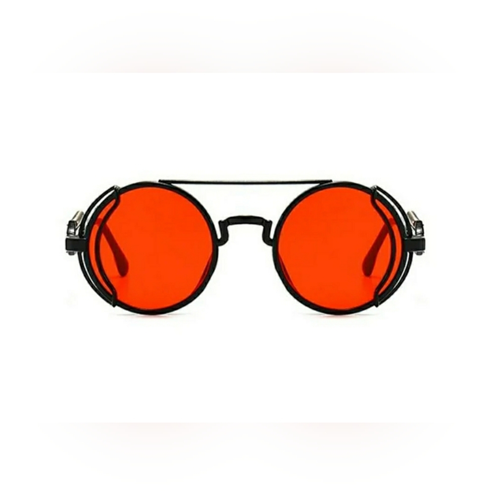 Round Retro Vintage Steampunk Sunglasses Double Bridge Metal Glasses Unisex